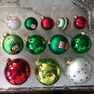 Pier 1 36 Glass Ornaments 3 Pack Green & Red